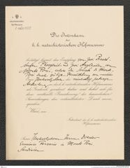 k.k. naturhistorisches Hofmuseum, Intendanzakten 1885-1896 (Hauer), Aktenzahl Z.461/1889, Seite 1